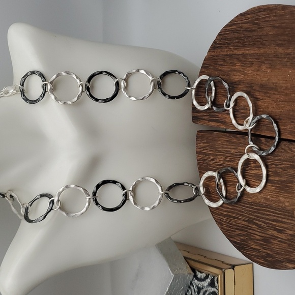 N3040 dizzy‎ circle link 1970s retro necklace - Picture 1 of 2